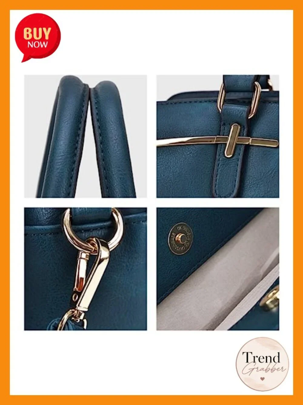 Vegan Leather Satchel Bag Set with Wallet - 3 Compartments - Shoulder Strap -